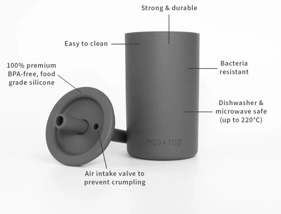 Silicone Cup With Straw (Sage)